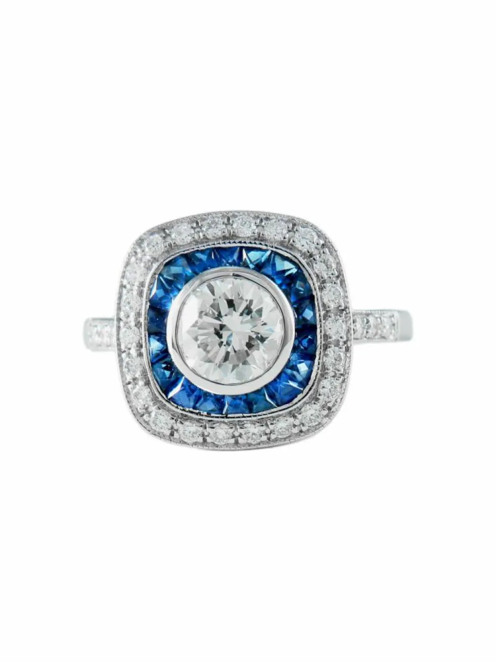 Bague Art Déco Saphirs Diamants