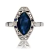 Bague art déco saphirs diamants navette