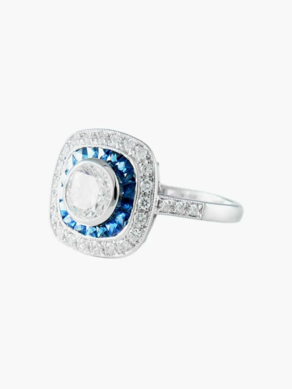 Bague Art Déco Saphirs Diamants