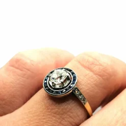 Bague Art Déco saphirs diamants