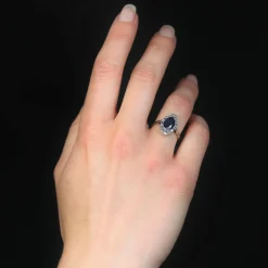 Bague art déco saphirs diamants navette