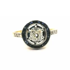 Bague Art Déco saphirs diamants
