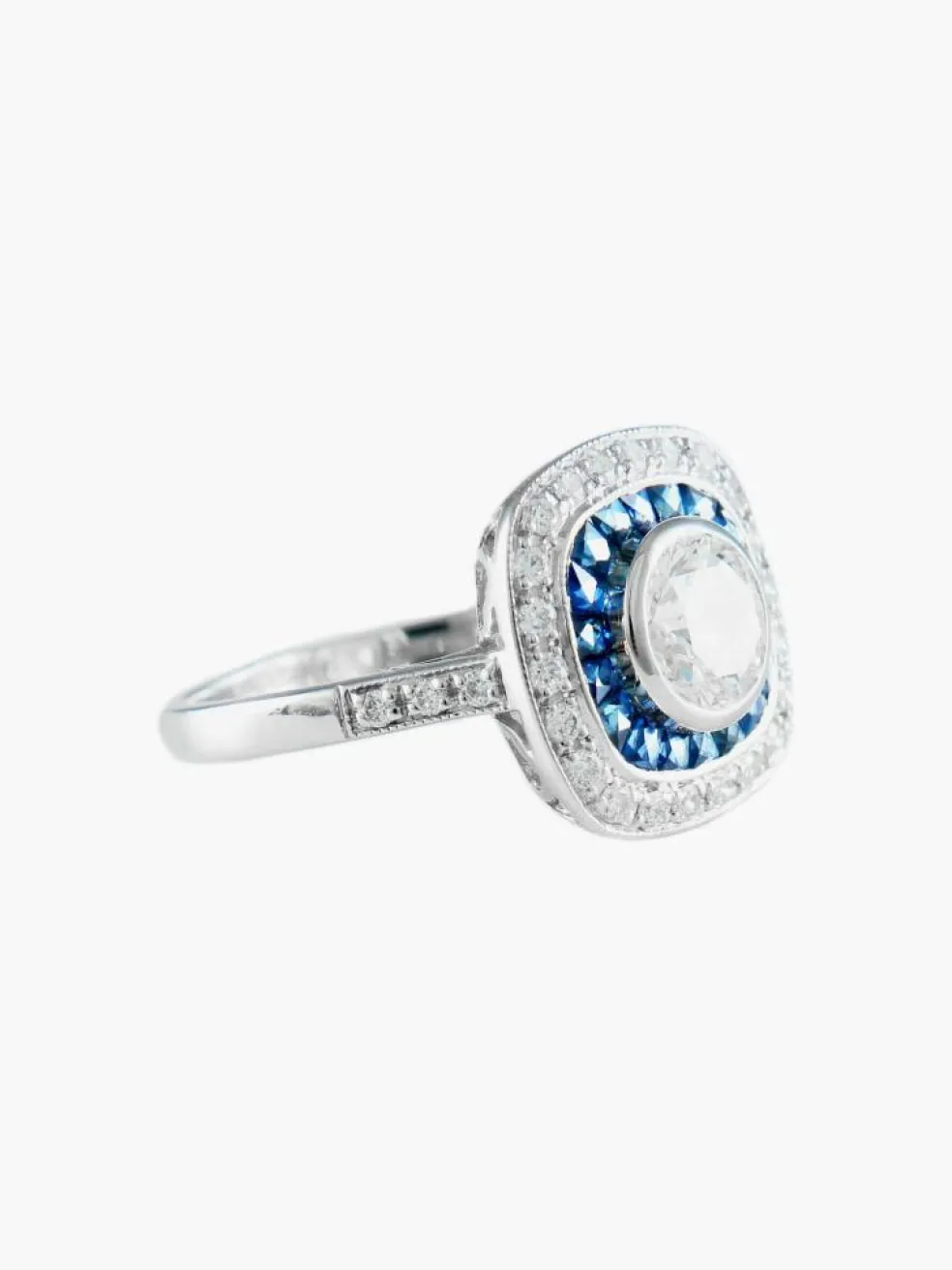 Bague Art Déco Saphirs Diamants