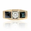 Bague art déco saphirs et diamants en jarretière