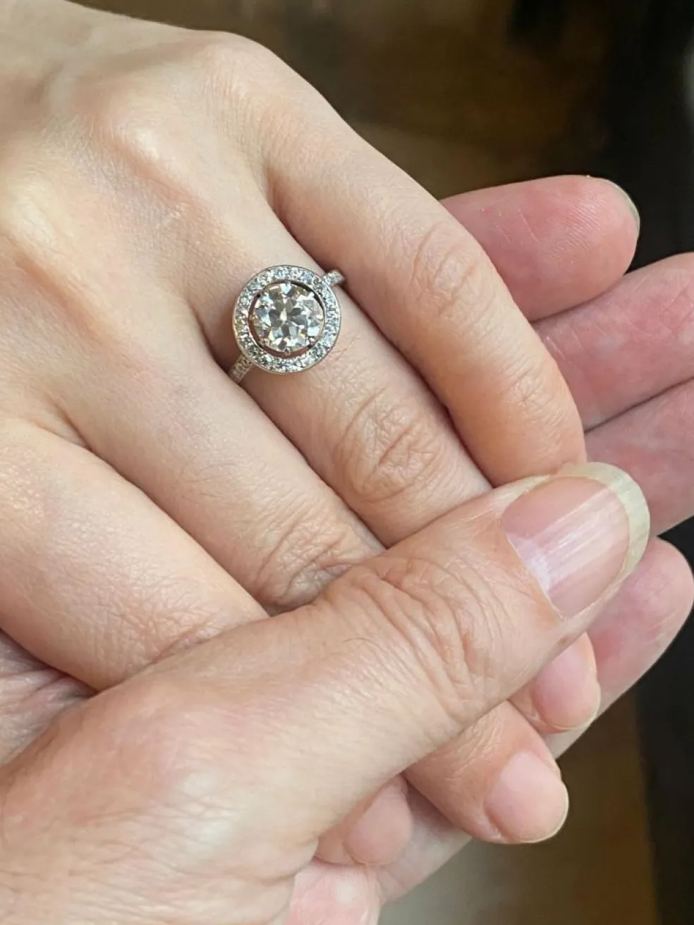 Bague art déco solitaire platine diamant