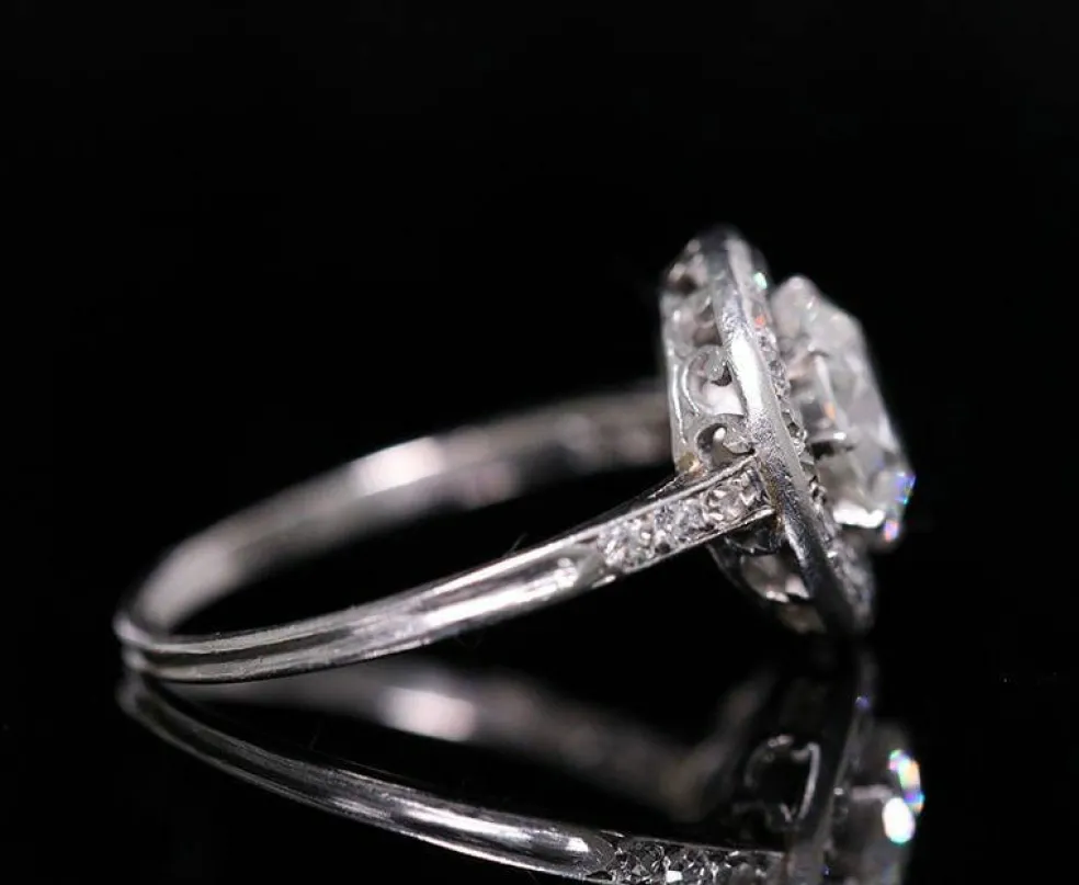 Bague art déco solitaire platine diamant