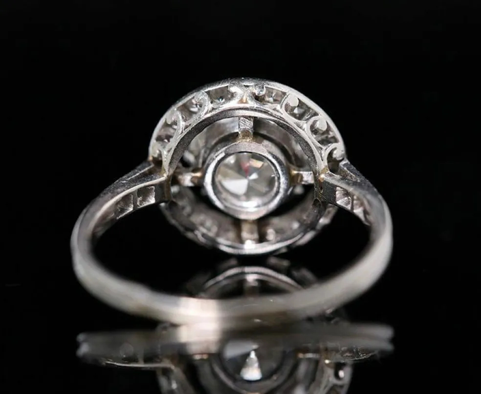 Bague art déco solitaire platine diamant