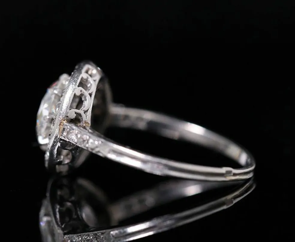 Bague art déco solitaire platine diamant