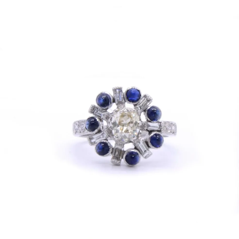 Bague Art Déco STELLA diamants et saphirs