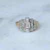 Bague Art Déco Tank Escalier or rose, platine, diamants