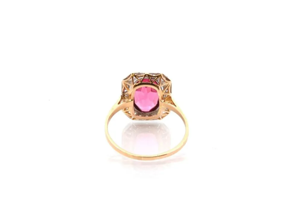 Bague art déco tourmaline et diamants