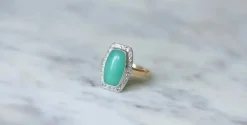 Bague Art Deco chrysoprase diamants