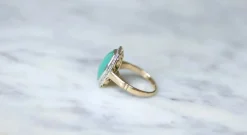 Bague Art Deco chrysoprase diamants