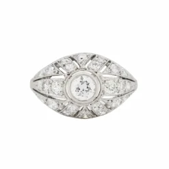 Bague Art Deco en Platine et Diamants