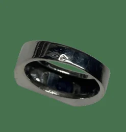 BAGUE ART DECO JONC PLATINE DIAMANT SAPHIR