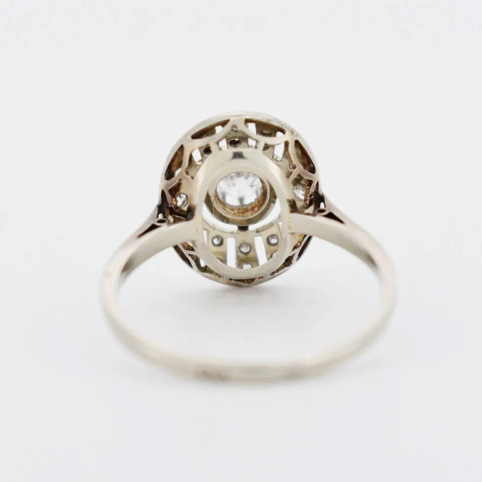 Bague Art Deco Or Blanc Platine et Diamants