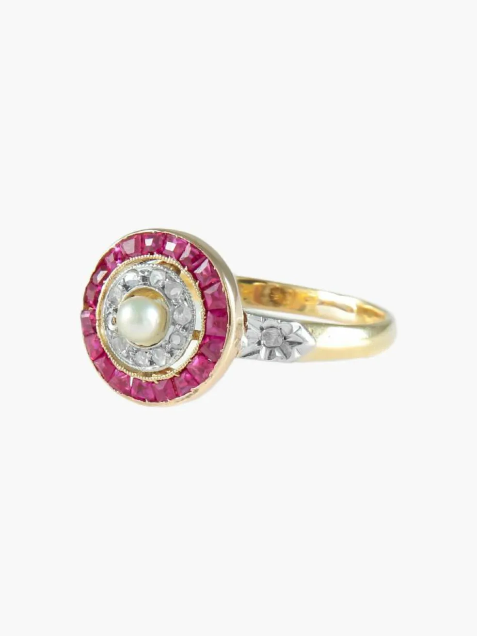 BAGUE ART DECO OR, DIAMANTS & RUBIS