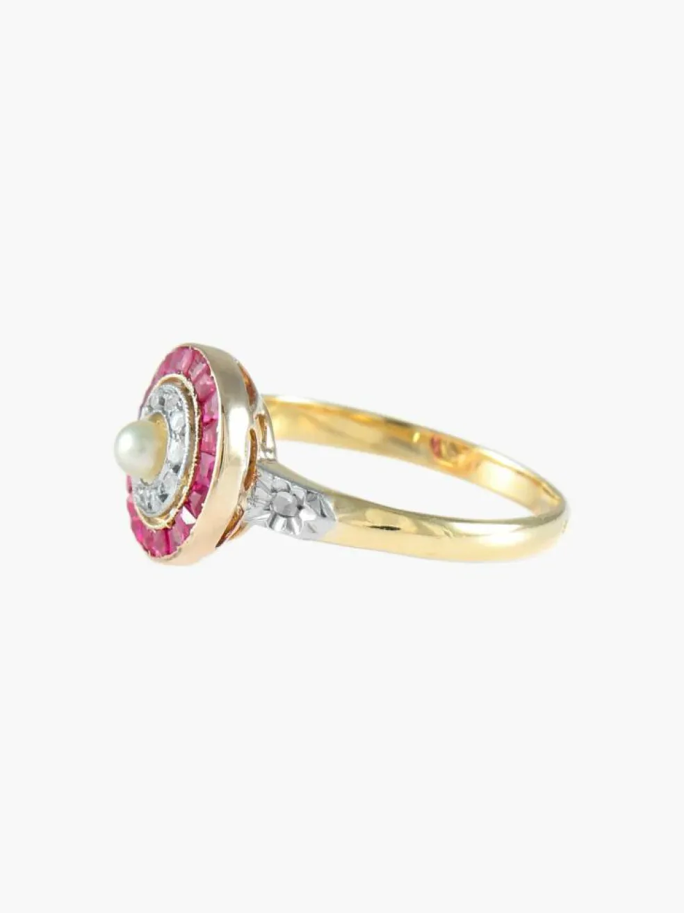 BAGUE ART DECO OR, DIAMANTS & RUBIS