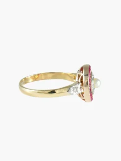 BAGUE ART DECO OR, DIAMANTS & RUBIS