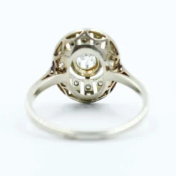 Bague Art Deco or platine et diamants