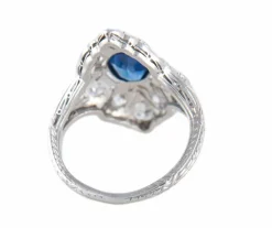 BAGUE ART DECO PLATINE & SAPHIR