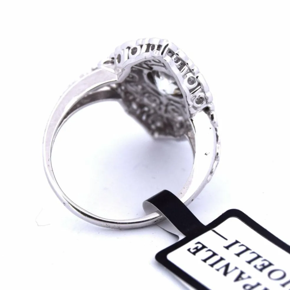 Bague Art Nouveau - or blanc, diamants