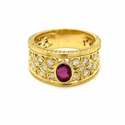 Bague Art Nouveau Diamants Rubis