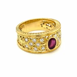 Bague Art Nouveau Diamants Rubis
