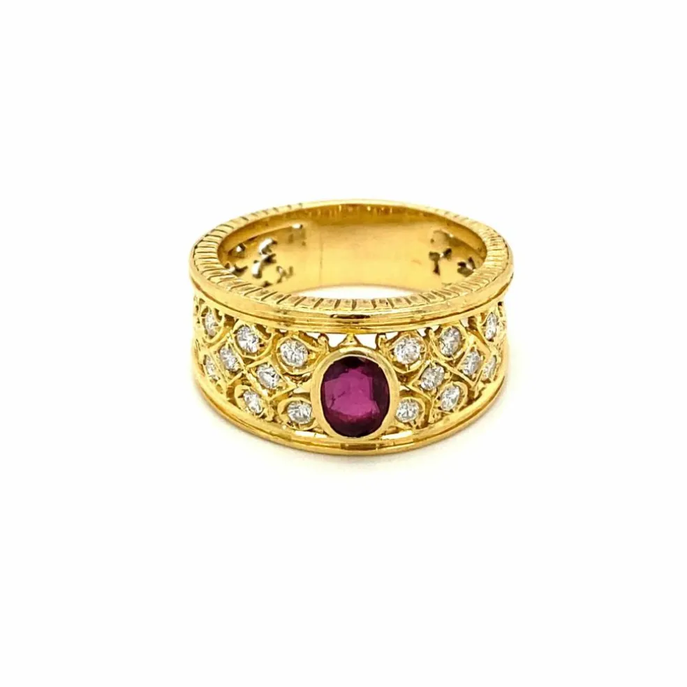 Bague Art Nouveau Diamants Rubis