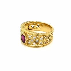 Bague Art Nouveau Diamants Rubis