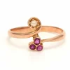 Bague Art Nouveau en or jaune 18 carats sertie d'une perle et de rubis de synthèse