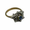Bague Art Nouveau en or jaune avec saphir étoilé et diamants