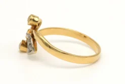 Bague Art Nouveau en or jaune 18 carats et argent sertie de diamants et de perles