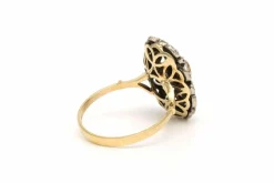 Bague Art Nouveau en or jaune et blanc 14 carats sertie d'un rubis naturel et de diamants