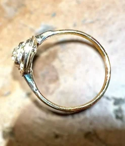 Bague Art Nouveau or diamants taille ancienne 1,70 Carat