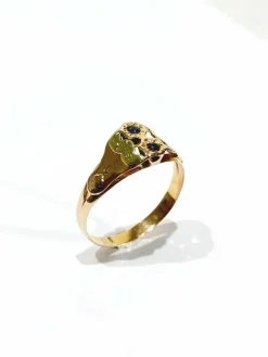 Bague Art Nouveau or jaune saphirs