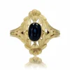 Bague Art Nouveau or jaune mat et saphir