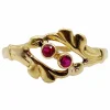 Bague art nouveau or jaune rubis et monture fleurie (circa 1900) toi et moi
