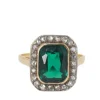Bague Art Nouveau or jaune, pierre verte et diamants