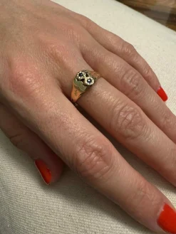 Bague Art Nouveau or jaune saphirs