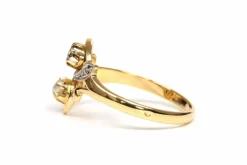 Bague Art Nouveau or jaune, perle, diamants