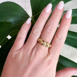 Bague Art Nouveau Or jaune 18 carats et Diamant Décor de Femmes