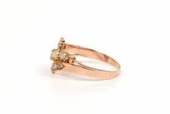 Bague Art Nouveau or jaune, perles et diamants taille rose