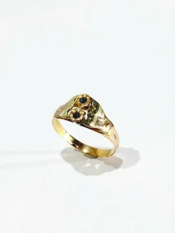 Bague Art Nouveau or jaune saphirs