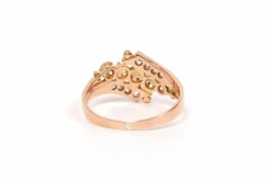 Bague Art Nouveau or jaune, perles et diamants taille rose