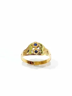 Bague Art Nouveau or jaune saphirs