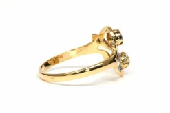 Bague Art Nouveau or jaune, perle, diamants
