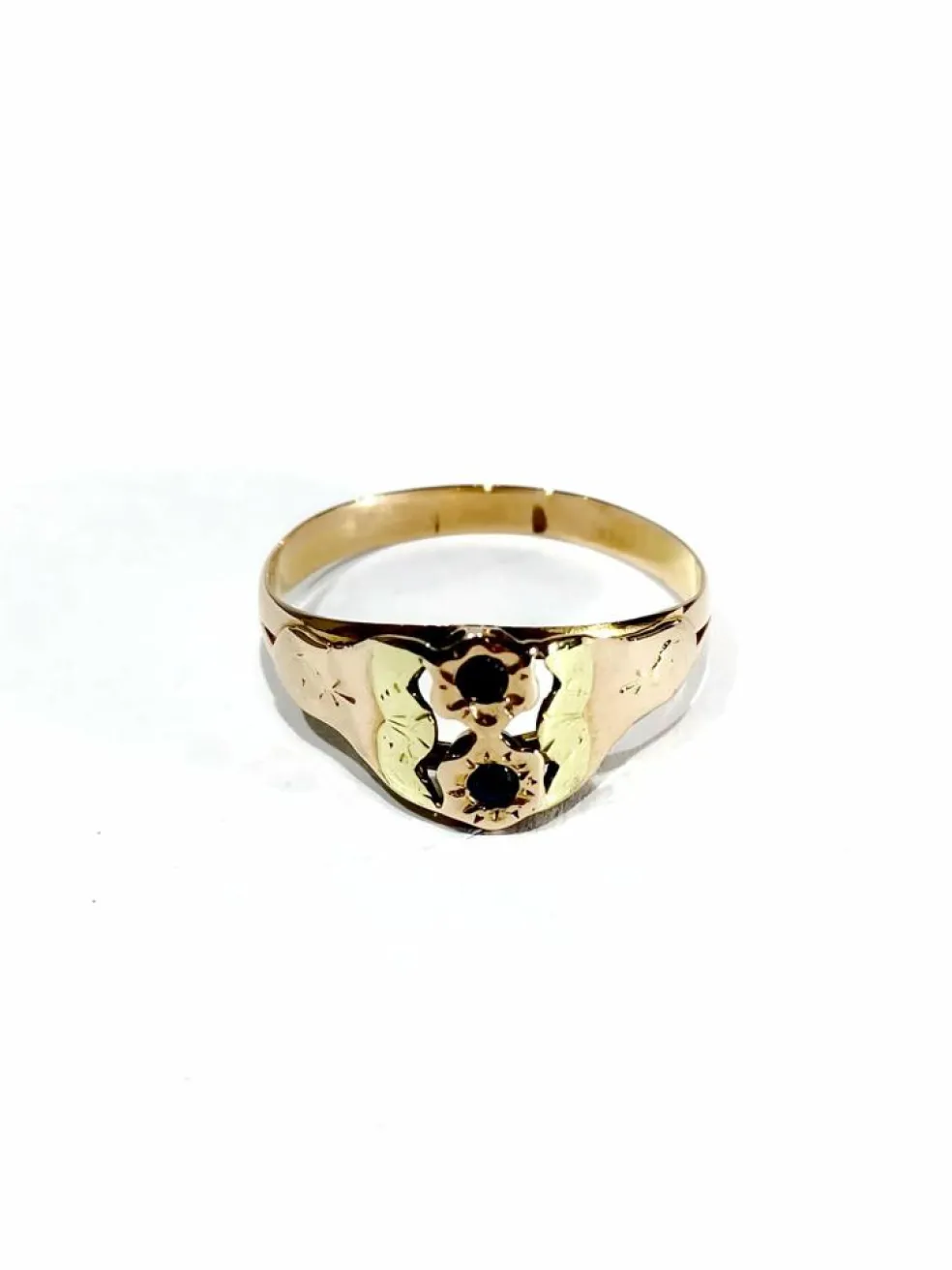 Bague Art Nouveau or jaune saphirs
