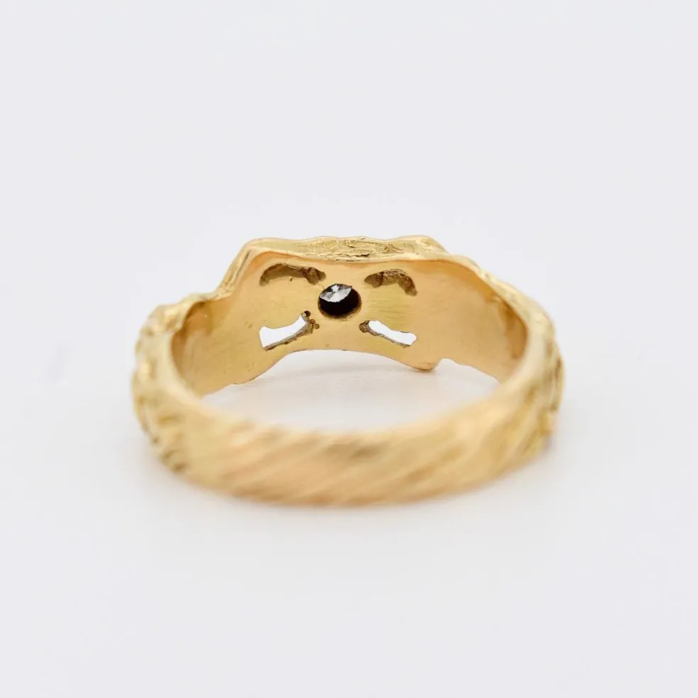 Bague Art Nouveau Or jaune 18 carats et Diamant Décor de Femmes