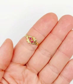 Bague art nouveau or jaune rubis et monture fleurie (circa 1900) toi et moi